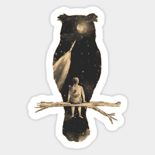 Owl & Man illustration Sticker